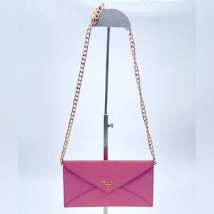 Rare Vintage Prada Pink Epi Leather Envelope Clutch & Crossbody Bag